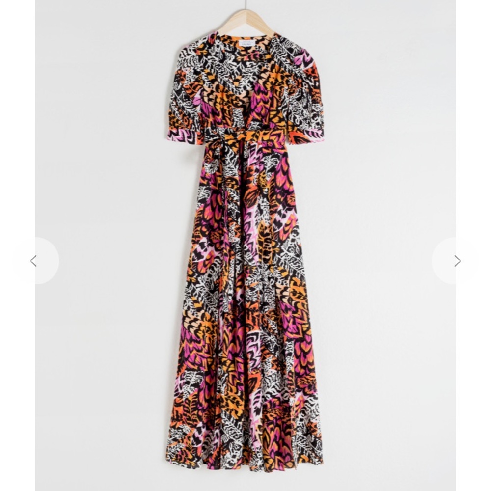 & Other Stories Feather Print Maxi Dress